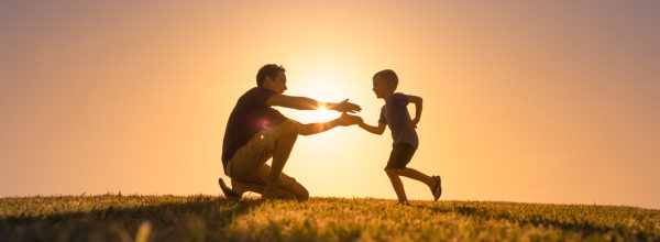 Happy,Little,Boy,Running,His,His,Father.,Father,Son,Relationship